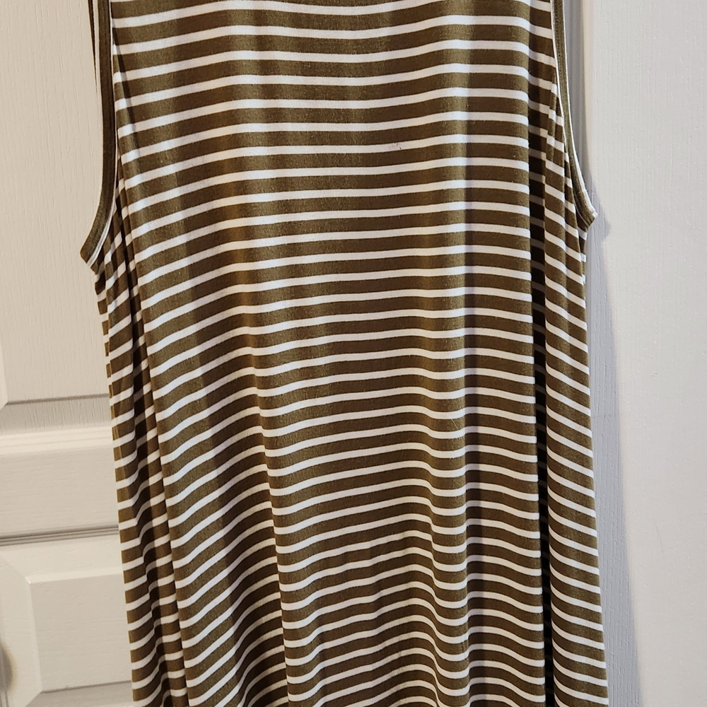 Joan Vass Brown and Cream Striped dress